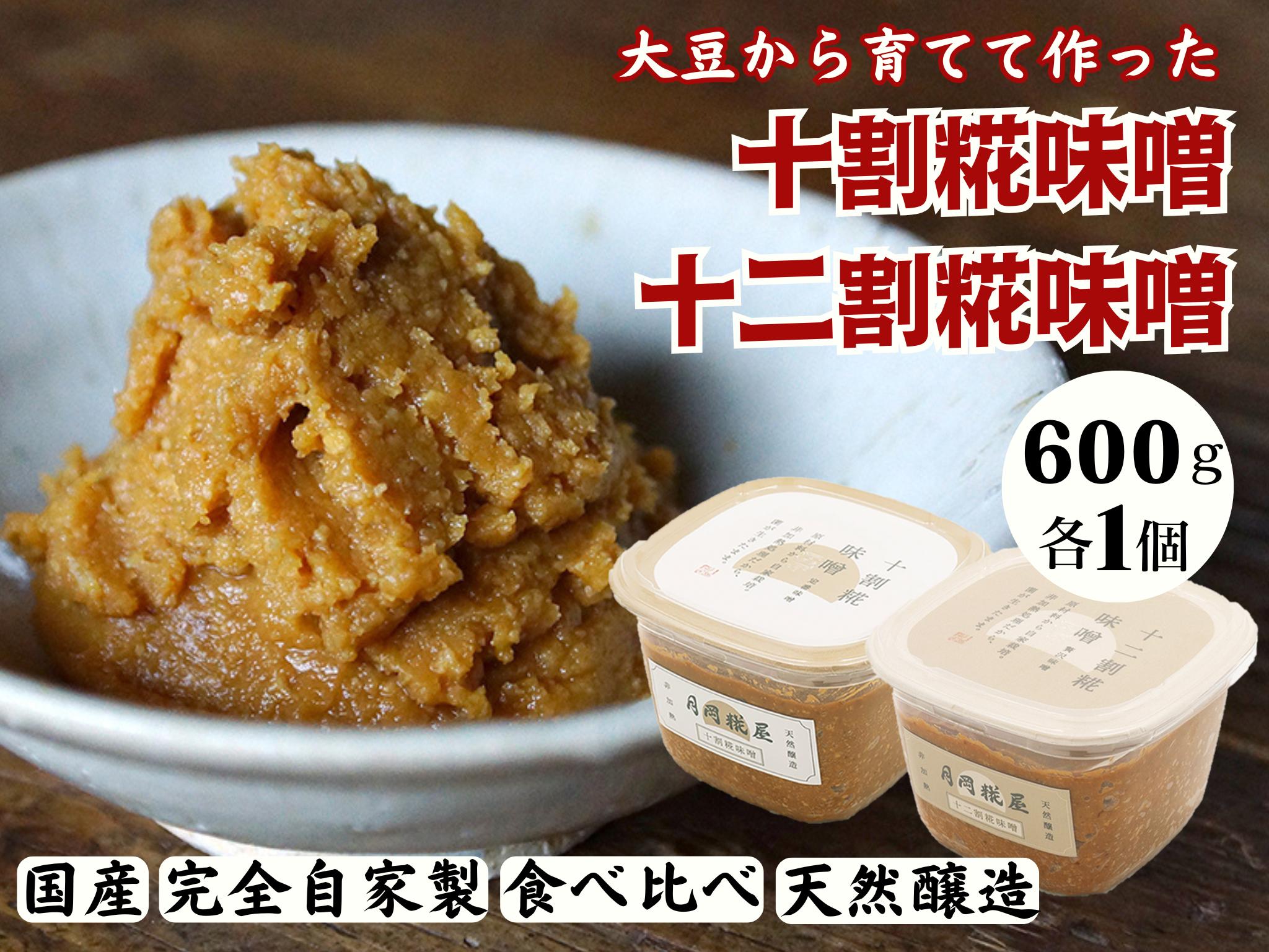 
                  月岡糀屋 完全自家製味噌 2種食べ比べセット 600g×2個入り 十割糀味噌 十二割糀味噌 国産大豆 国産塩 自家製米糀 こうじ 味噌 みそ ミソ 味噌汁 非加熱熟成 辛口味噌 田舎味噌 調味料 3B03007
                