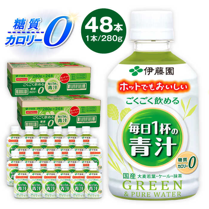 【ふるさと納税】伊藤園 ごくごく飲める毎日1杯の青汁（280g×24本）×2ケース 青汁 無糖青汁 あおじる 飲料 カロリー 糖質 健康 岐阜市/伊藤園 岐阜支店[ANCX005]
