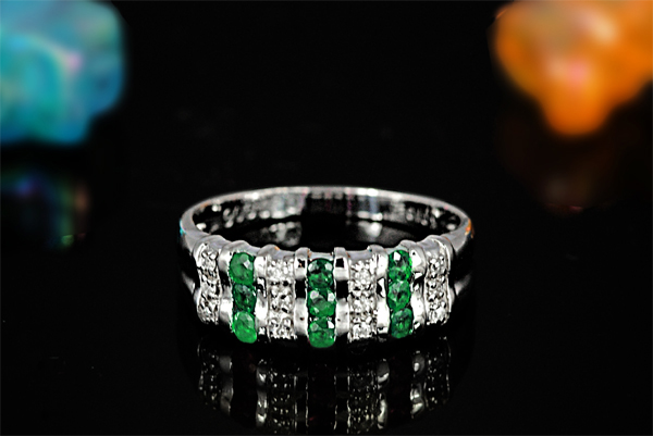 エメラルド リング 0.3ct Ag900[Pt100] (12514) 指輪 リング エメラルド プラチナ ダイヤモンド ジュエリー アクセサリー 山梨県 甲斐市 BR-79