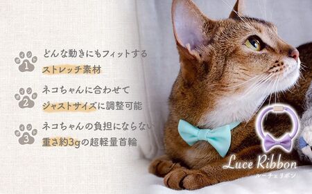 猫の首輪 necono -Luce Ribbon- ルーチェリボン【Blueberry Sorbet】ねこの首輪 | 猫 ペット 猫の首輪  ペットグッズ ねこ 埼玉県 上尾市 