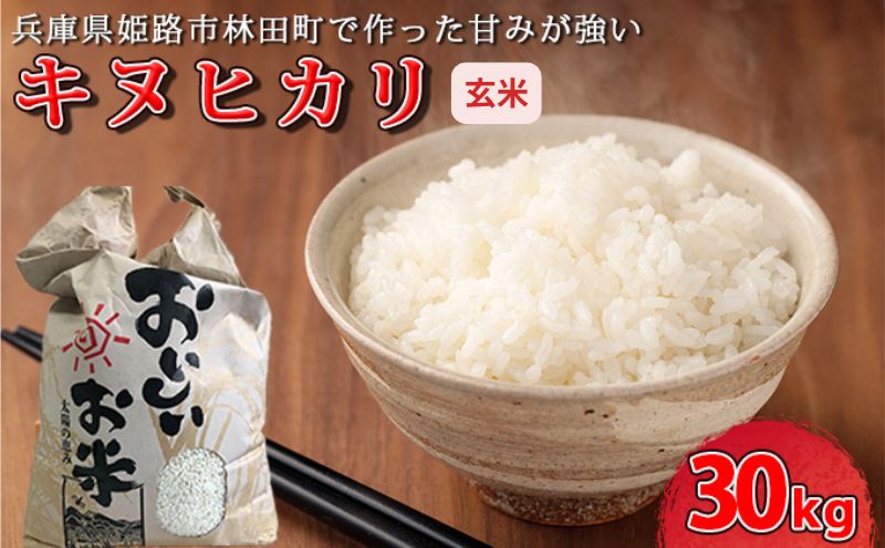 [令和7年産新米]<10月初旬以降発送予定>きぬひかり玄米30キロ 兵庫県姫路市産　新米　白米　米　お米 精米 ご飯 甘みが強い ツヤ キヌヒカリ もっちりとした食感 単一原料米 おいしいお米