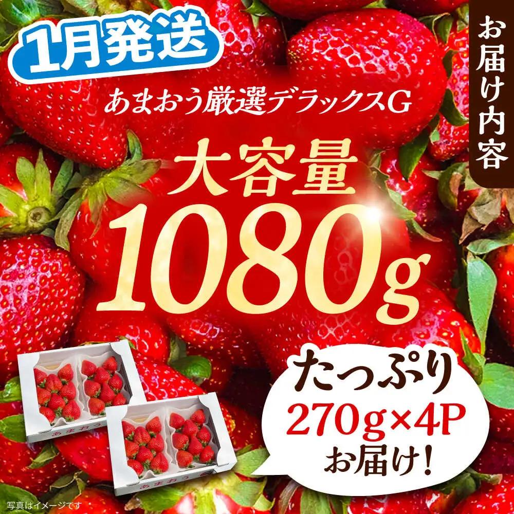 【先行予約】【1月発送】農家直送 あまおう 厳選デラックスG 1080g(270g以上×4P)土耕栽培 VAB003 果物 あまおう