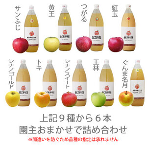 無添加 品種おまかせりんごジュース6本入(6種飲み比べ)_飲料・ドリンク りんごジュース 果汁飲料 林檎ジュース アップルジュース リンゴジュース_【1440035】