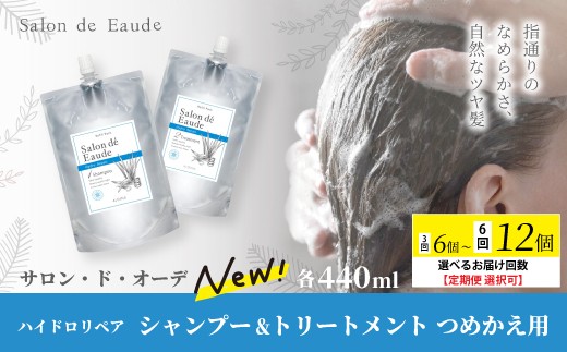 
                  【選べるお届け回数】 サロン・ド・オーデ ハイドロリペア シャンプー ＆ トリートメント つめかえ用 各440ml 2個 3回 6回 ダメージ補修 ボトルなし 液体 アロインス製薬 美容 美容品 化粧品 日用品 消耗品 高知 高知県 四万十 四万十市 しまんと
                