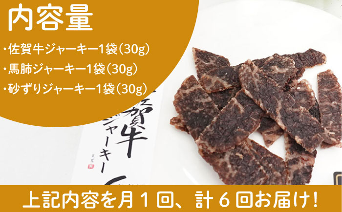 【管理栄養士お手製】＜全6回定期便＞ジャーキーセット（佐賀牛,馬肺,砂ずり）【がばいフーズ】 [HCS009]