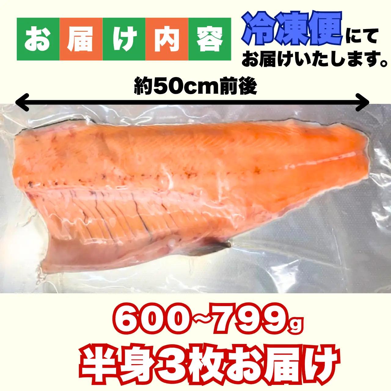 サーモン 半身 600～799g 冷凍 3枚 [D-050003]