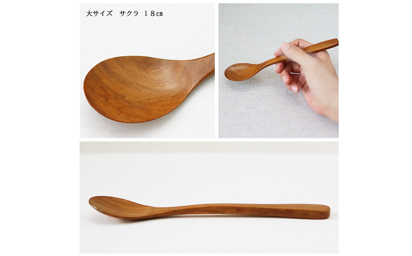 木のスプーン 拭き漆仕上げ えごま油仕上