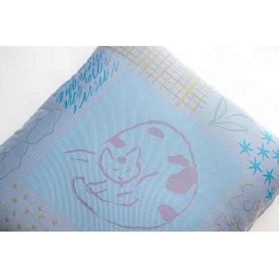 ふるさと納税 富士吉田市 小さな座布団 ひるねのねこシリーズ まる丸ねこ ブルー 茶席判 43x47cm 日本製 |  | 01