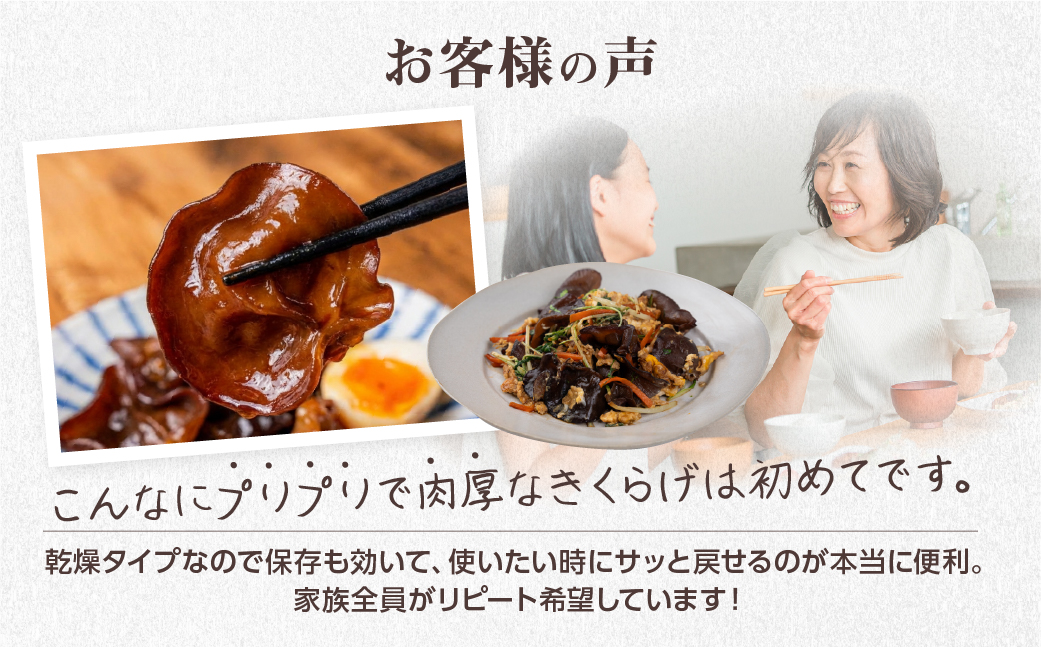 先行予約受付中 ＼ぷりっと、こりっと／超希少 乾燥きくらげ 黒 国産 100g 20g × 5袋 個包装 小分け きくらげ キクラゲ 木耳 乾燥 きのこ キノコ 保存 便利 産地直送 産直 野菜 農薬