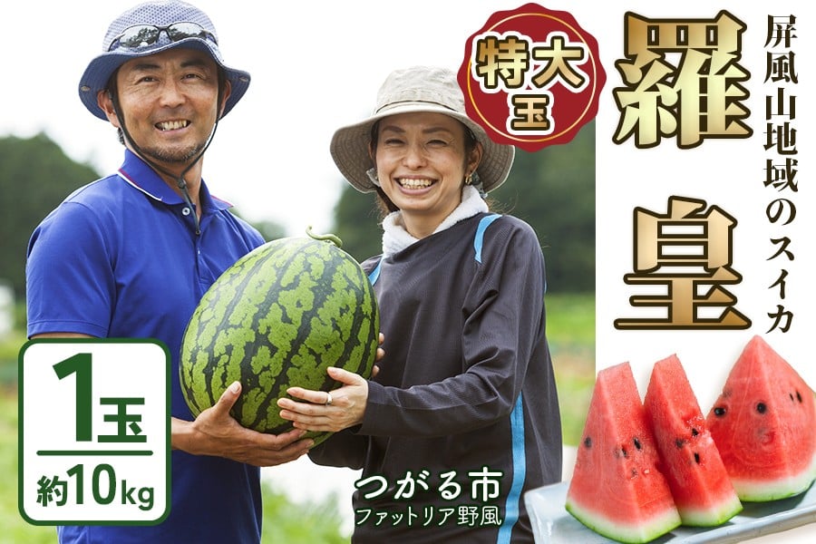
            屏風山地域のスイカ 羅皇 (特大玉) 1玉｜スイカ すいか 羅王 羅皇 西瓜 果物 フルーツ らおう ラオウ 夏 旬 特産品 産直 2025年産 令和7年 [0641]
          