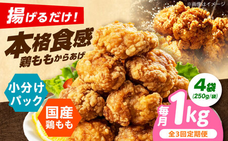 からあげ 【全3回定期便】揚げるだけ！もも唐 1kg [AOEU013] からあげ