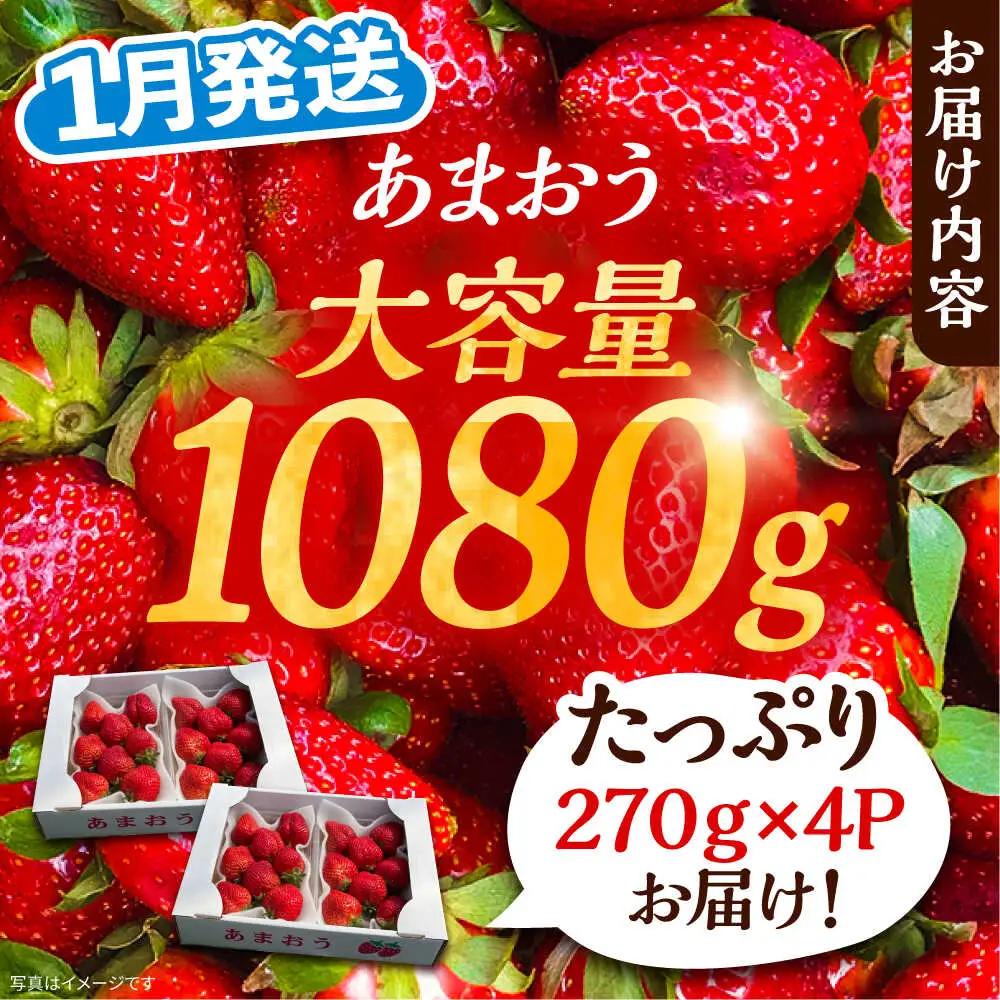 【先行予約】【1月発送】農家直送 あまおう 1080g(270g以上×4P)土耕栽培 VAB004 果物 あまおう