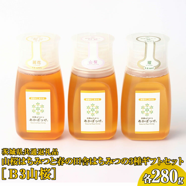 【ふるさと納税】【数量限定】山桜はちみつと春の田舎はちみつの3種ギフトセット[B3山桜] 【茨城県共通返礼品／五霞町】 | 生ハチミツ 非加熱 茨城県産 はちみつ ハチミツ 蜂蜜 国産 純粋 食べくらべ 食べ比べ セット 詰め合わせ 贈答 贈り物 プレゼント _EY02