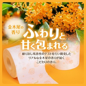 定期便 6回 トイレットペーパー Hanataba 金木犀 ダブル 1パック(12ロール) 金木犀の香り 消臭 パルプ100％ 香り・柄付 プリント 生活用品 日用品 日用雑貨 消耗品 備蓄 防災 毎