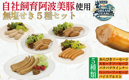 無塩せき ウインナー ソーセージ 5種 セット パクパクウィンナー バイスブルスト あらびきソーセージ ペッパーソーセージ スモークソーセージ ウインナー フランクフルト  ドリームチーム