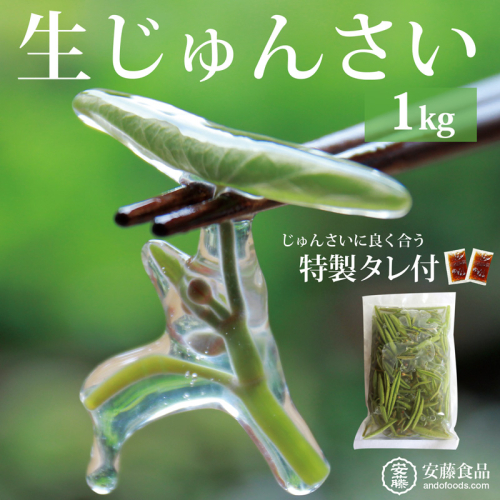 生じゅんさい1kg ゆずタレ４個 《冷蔵》（2027年5月上旬頃～7月下旬までに発送予定） 令和9年産 2027年産 先行受付  秋田県産 三種町産