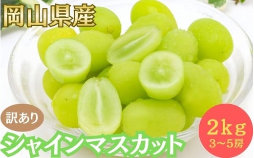 【2026年先行予約】＜訳あり＞岡山県産 シャインマスカット ２kg以上 (3~5房)【fsfm005-01】