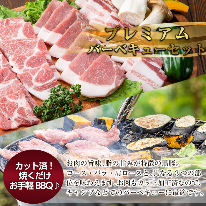 B0-166 国産！鹿児島黒豚プレミアムバーベキューセット(計2kg以上)【米平種豚場ふくふく黒豚の里】
