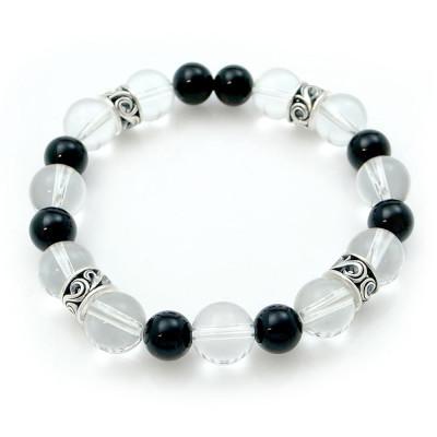 ふるさと納税 神戸市 パワーストーン×シルバーブレス Lサイズ クォーツ オニキス 天然石 神戸市 DJ-016L |  | 01