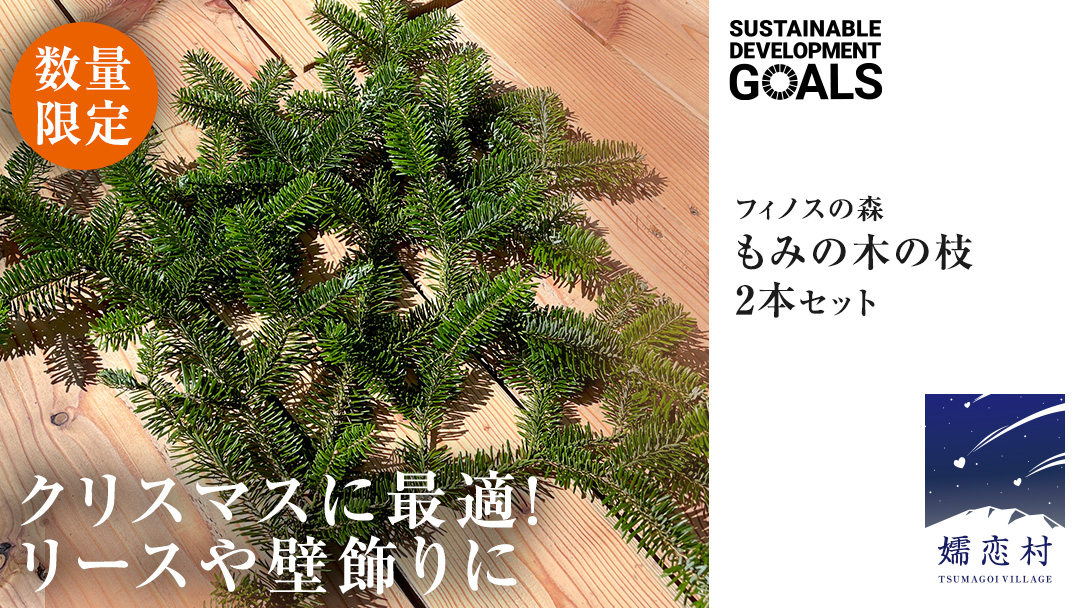 【 12月 発送開始 】 クリスマス に最適! フィノスの森 もみの木の枝 2本セット クリスマス クリスマスツリー もみの木 観葉植物 インテリア 日用品 飾り 数量限定 リース スワッグ  [BI006tu]