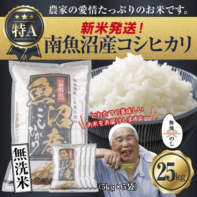 ふるさと納税 南魚沼市 【令和8年産 新米】 無地のし 無洗米 南魚沼産 コシヒカリ 25kg (お米の炊き方ガイド付)