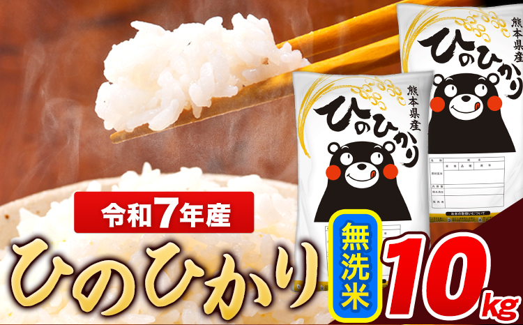 令和7年産 ひのひかり 無洗米 10kg 《7-14日以内に出荷予定(土日祝除く)》 5kg×2袋 熊本県産 米 精米---ng_hn7_wx_19500_10kg_m---