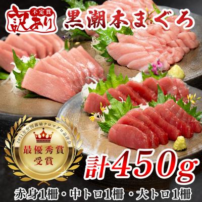 ふるさと納税 大月町 【訳アリ】 養殖本マグロ 赤身・中トロ・大トロ 450g 黒潮本まぐろ 不定貫 刺身 海鮮 産地直送