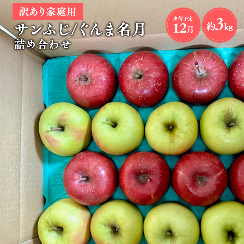≪令和8年産先行受付≫家庭用 サンふじ/ぐんま名月 詰め合わせ約3㎏【青森県 平川市 山内ファーム】青森りんご りんご リンゴ 林檎 ふじ サンフジ 群馬名月 お取り寄せ 先行予約 果物 くだもの フルーツ