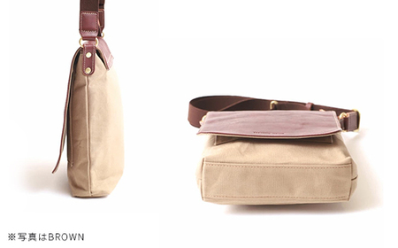 牛革かぶせ×帆布 ショルダーバッグM　キャメル　【12203-0374-4】