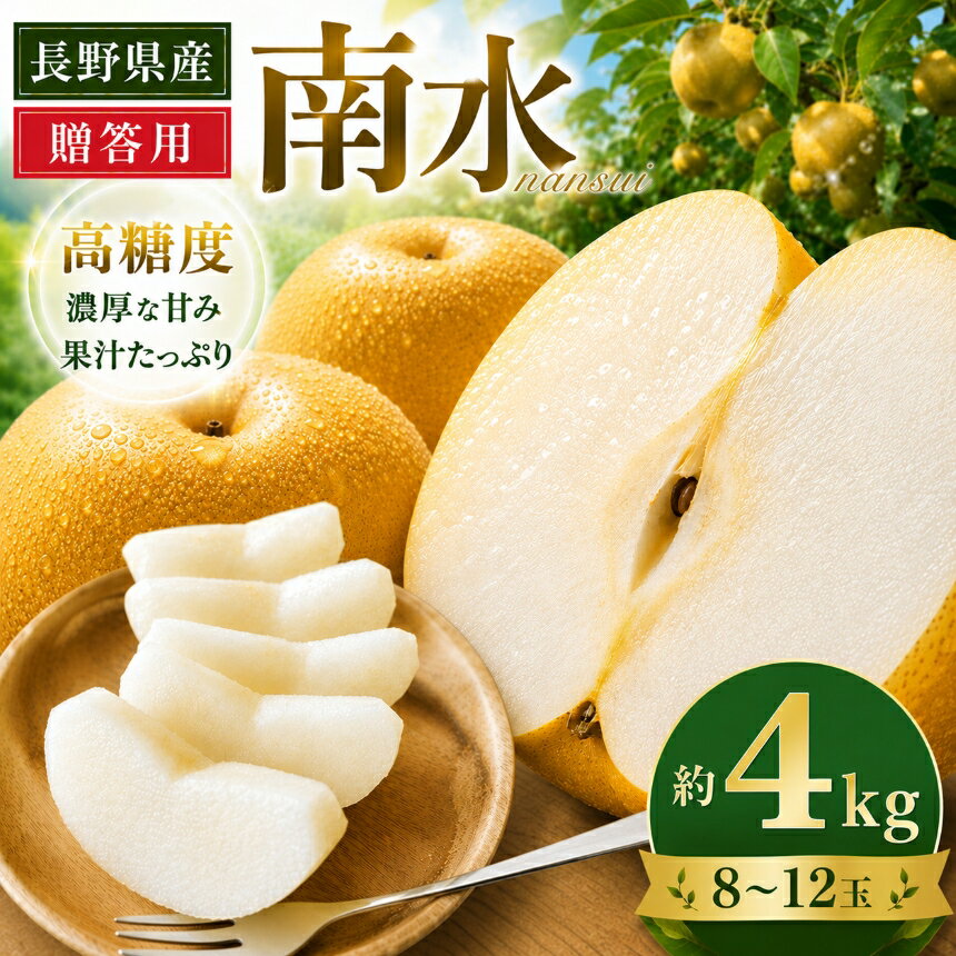【ふるさと納税】 梨 ナシ 信州 上伊那産 贈答用 南水 約4kg (8~12玉）｜梨 なし ナシ 果物 くだもの 南水 JA上伊那 伊那市 長野県 信州 ふるさと納税【017-28】