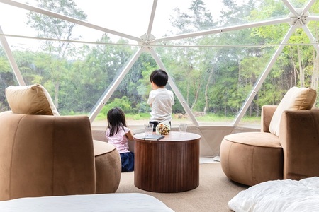Glamping My Dear, 宿泊クーポン券（9,000円分） チケット 宿泊 クーポン券 9,000円分 宿泊券 1日3組限定 ウェルカムベビー ファミリープラン グランピングプラン フリース