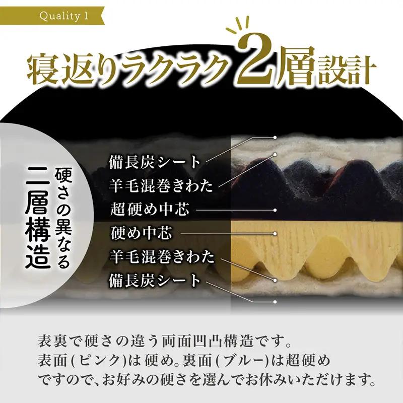 【備長炭入り】腰痛専用敷布団 両面凹凸 ハードタイプ FZ26-711