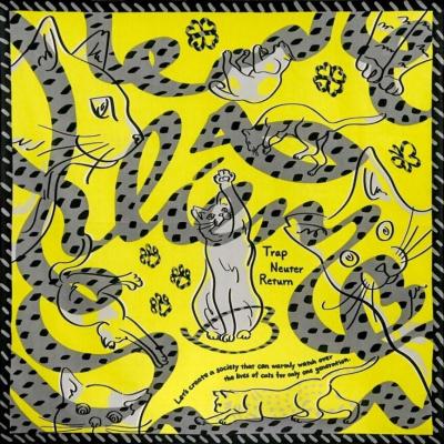 ふるさと納税 京都市 【三陽商事】地域猫活動　綿24幅ふろしき(リアン/イエロー)