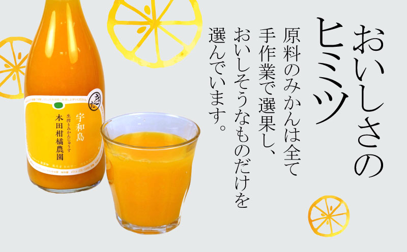 みかんジュース 本物の100％みかんジュース 720ml × 12本 木田柑橘農園 南柑20号 温州みかん 温州蜜柑 みかん mikan ストレート オレンジ 果汁100％ ストレートジュース 果物 