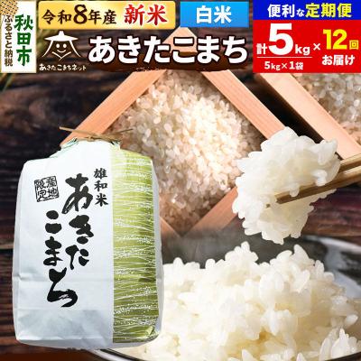 ふるさと納税 秋田市 R8産新米受付 定期便12ヶ月 あきたこまち 清流米 5kg白米|15_akn-dd0512hs