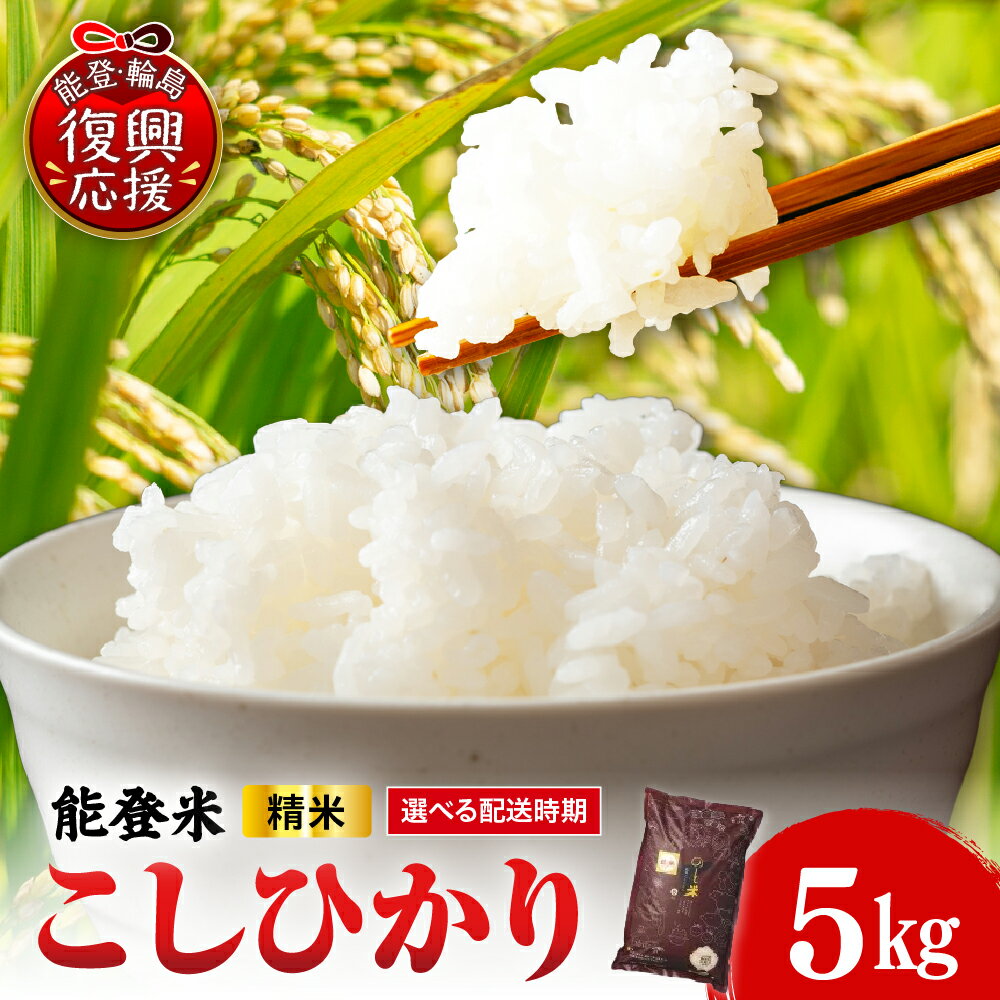【ふるさと納税】能登米 令和7年産 こしひかり 5kg 選べる発送時期 | 米 お米 コシヒカリ のと米 精米 白米 ご飯 減農薬栽培 能登 送料無料 常温保存 お取り寄せ 石川県 輪島市