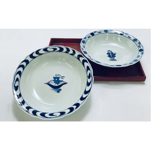 青花のロングセラー商品 絵変わりペア桔梗渕20cmスープ皿 小島芳栄堂 A30-364_イメージ2