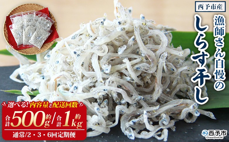 
                  ＜漁師さん自慢のしらす干し 合計500g/1kg 配送回数：1～6回＞ 選べる 内容量 定期便 シラス 魚介類 さかな 海産物 海鮮 海の幸 小分け 国産 ご飯のお供 丼 晩酌 おかず 特産品 濱田水産 愛媛県 西予市 【冷凍】『通常：最短10営業日以内に順次発送予定』
                