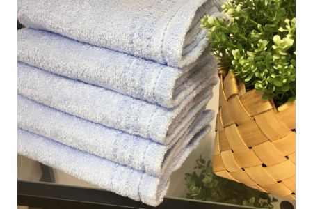 オーガニックコットン フェイスタオル 5枚組 ブルー 約34×80cm通常サイズ | フェイスタオル [0557]