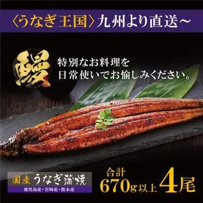 Z61-72 国産 うなぎ 蒲焼大サイズ4尾（計670g以上） うなぎ