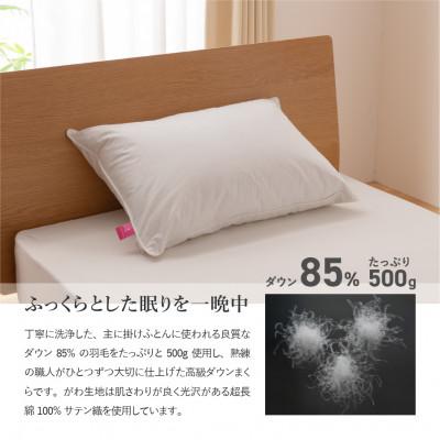 ふるさと納税 富士吉田市 新プレミアムダウンまくら 大判 50×70 綿100% ピローケース付 日本製【甲州羽毛ふとん】 |  | 01