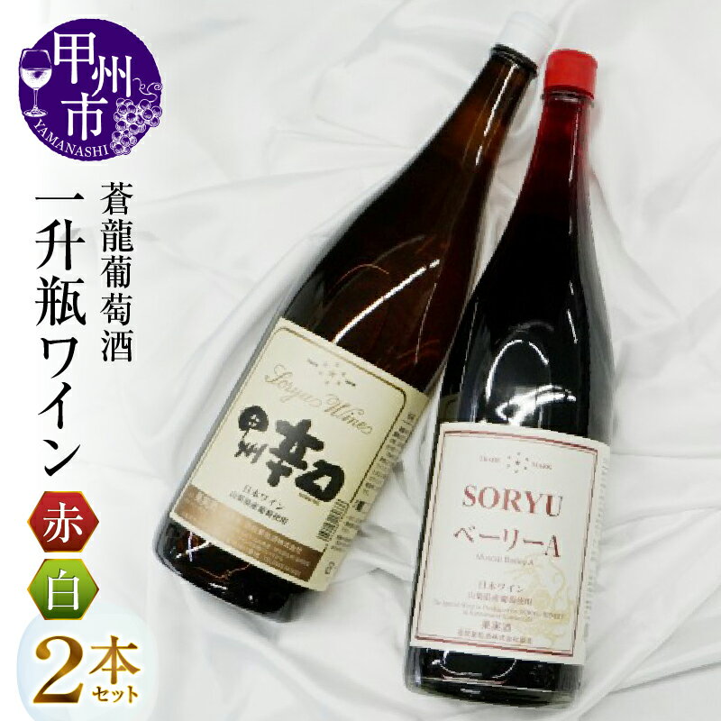 【ふるさと納税】 蒼龍葡萄酒 一升瓶 ワイン 赤ワイン 白ワイン 1800ml 2本 セット 日本ワイン 甲州ワイン 乾杯 大容量 大人数 パーティー ギフト 伝統 山梨県 甲州市 (MG) 【B16-652】