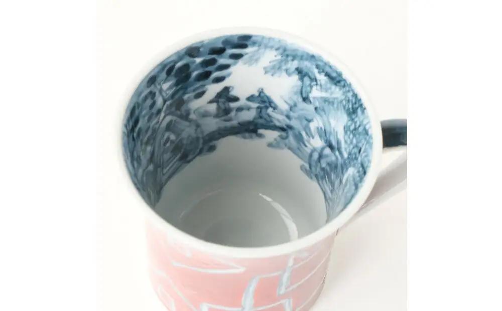 【たち吉】山水角幾何文マグ（朱）京都 マグ 陶芸品 人気 おすすめ