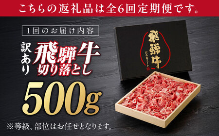 【6回定期便】 飛騨牛 切り落とし 500g 等級 部位お任せ 化粧箱入り すき焼き 鍋 スライス 牛肉 岐阜市 / だるまミート[ANBE015]