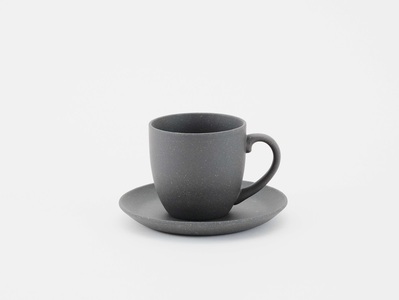 GOOD MORNING　マグカップ200＆プレートセット（gray）【 備前焼 伝統工芸 再生素材 地球にやさしいマグカップ プレートセット 】