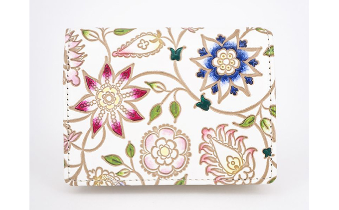 【文庫屋大関】箱まち小銭入れ　花更紗【皮革工芸品】 ファッション小物 財布 民芸品 