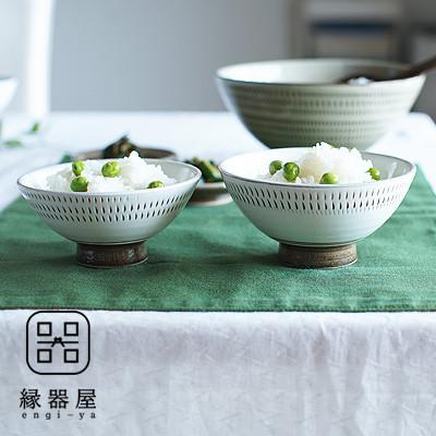 ふるさと納税 東峰村 小石原焼 カネハ窯 飛び鉋飯碗 大小セット(フチ飛び鉋)
