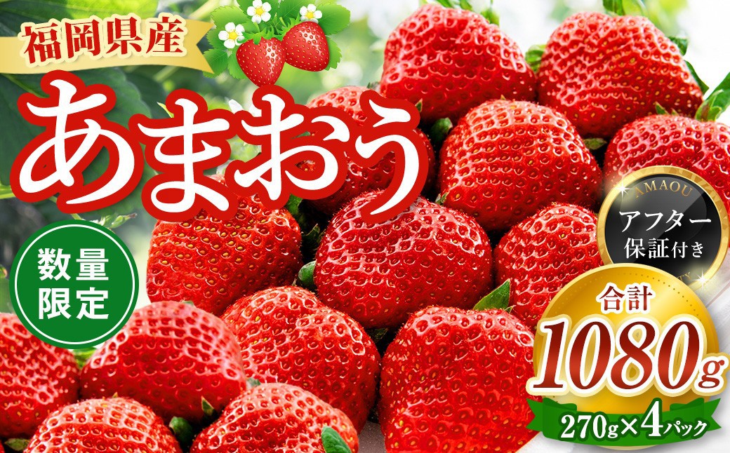数量限定 福岡県産 あまおう 計 1080g 270g×4パック【2027年2月上旬～4月上旬発送予定】