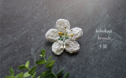 
【ブローチ 3個】朝ドラらんまんモデル 牧野博士が愛した花 バイカオウレンのハンドメイドアクセサリー 白い花 モチーフ
