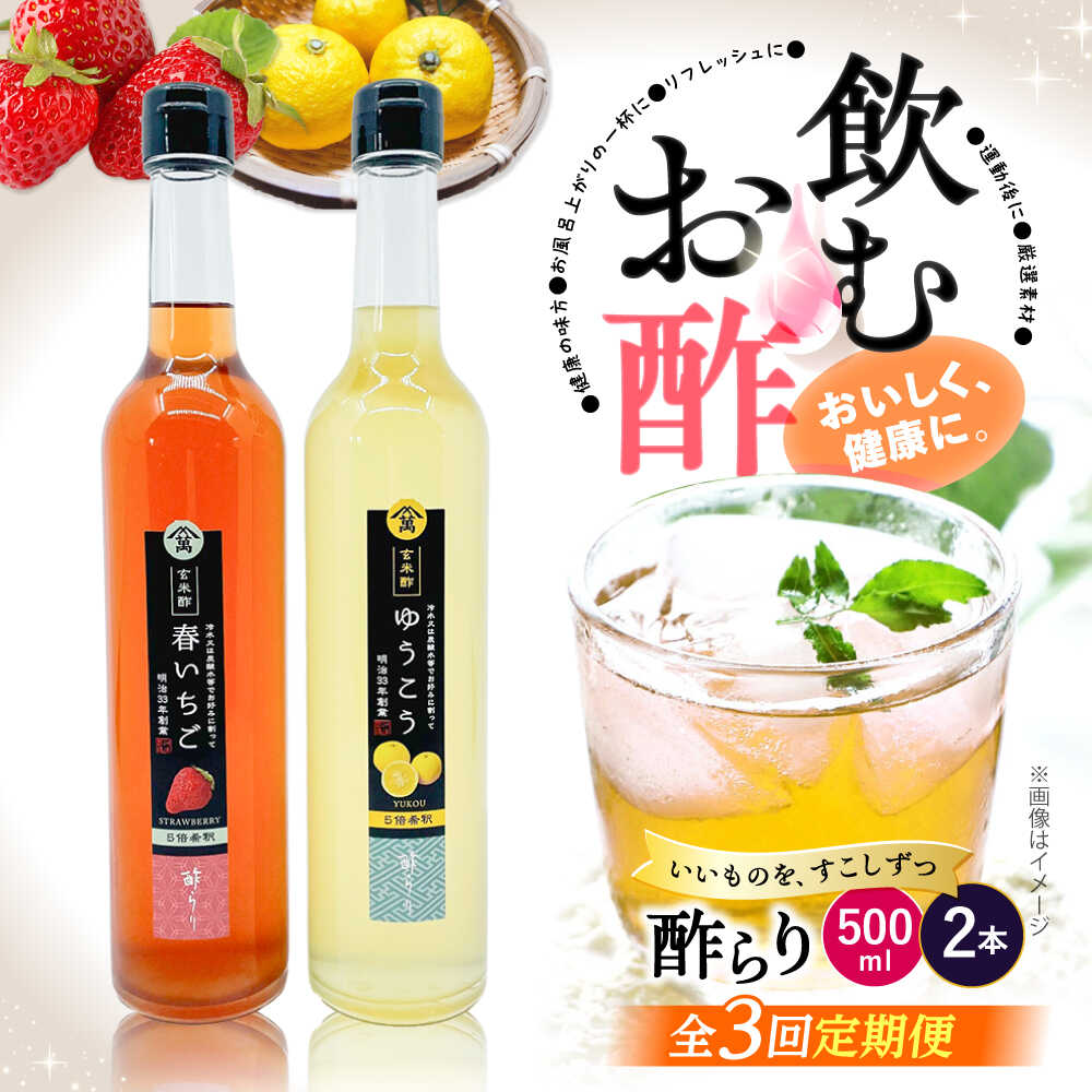 【ふるさと納税】【3回定期便】酢らり 大瓶（いちご・ゆうこう）総計6本＜川添酢造＞ [CDN035]